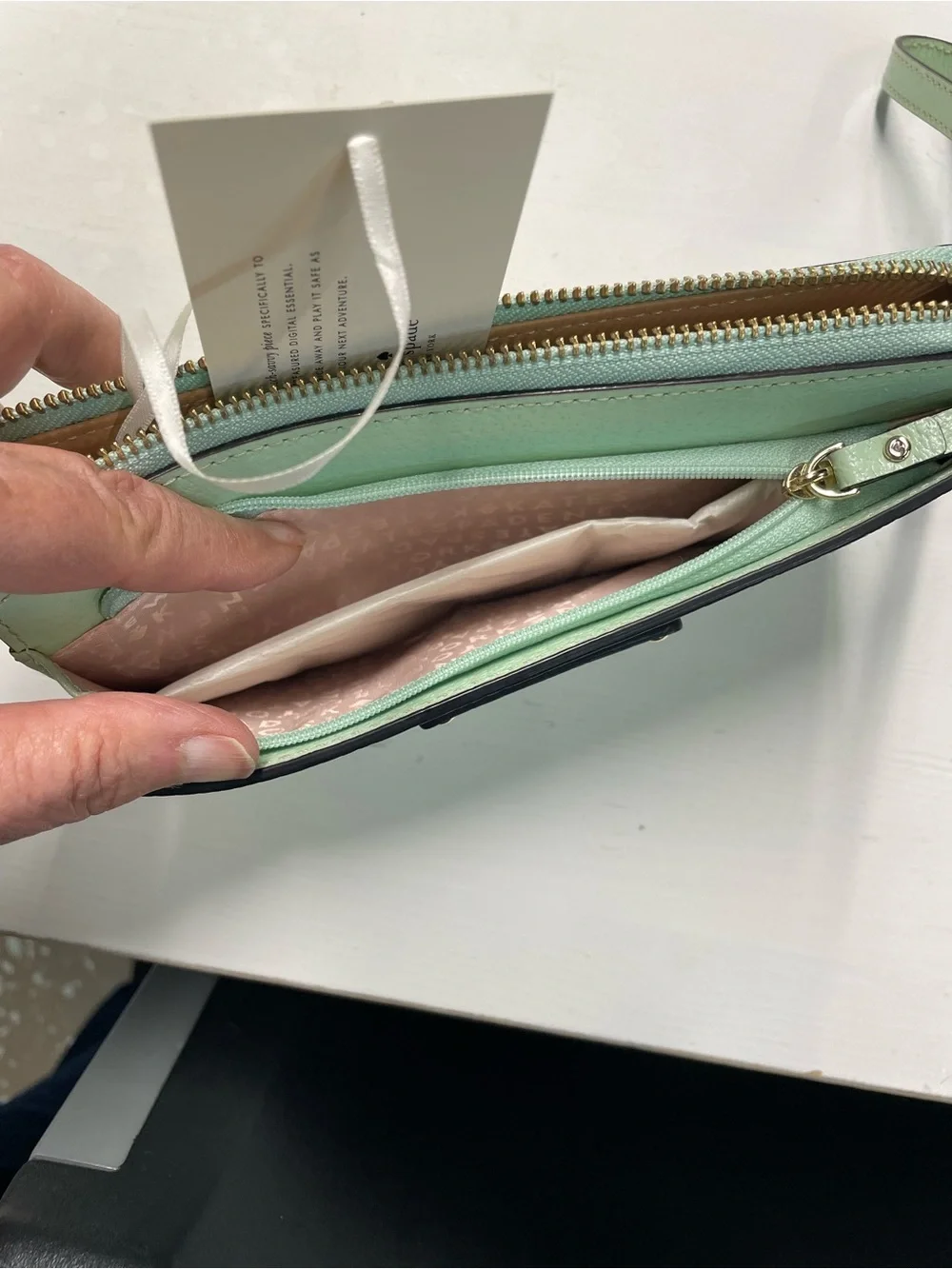 kate spade Mint Green Pebbled Leather Wristlet